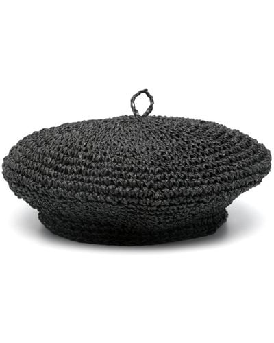 Borsalino Basco Crochet Beret - Black