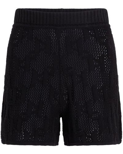 Karl Lagerfeld Monogram-jacquard Knitted Shorts - Black