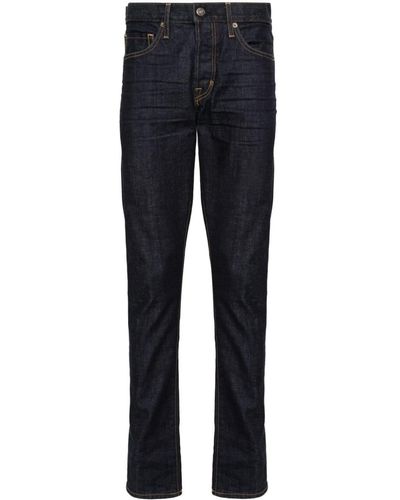 Tom Ford Skinny Jeans Met Logopatch - Blauw