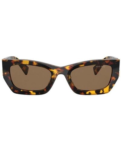 Miu Miu Tortoiseshell Rectangle-frame Sunglasses - Brown