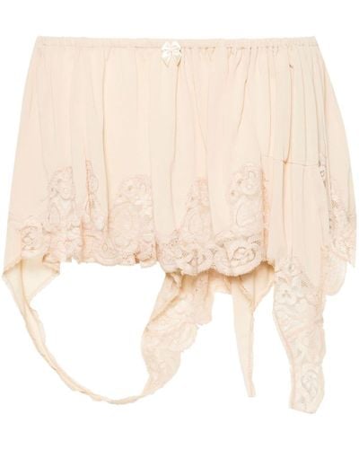 all in Lace-trim Mini Skirt - Natural