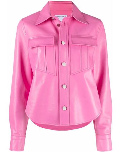 Bottega Veneta Klassisches Lederhemd - Pink