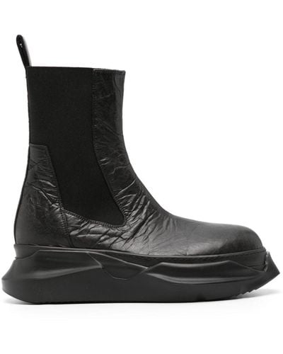 Rick Owens Beatle Abstract Crinkled-leather Boots - Black