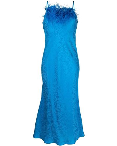 Art Dealer Feather-detailing Sleeveless Dress - Blue