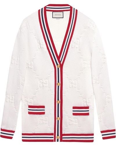 Gucci Sylvie Web Knitted Cardigan - White