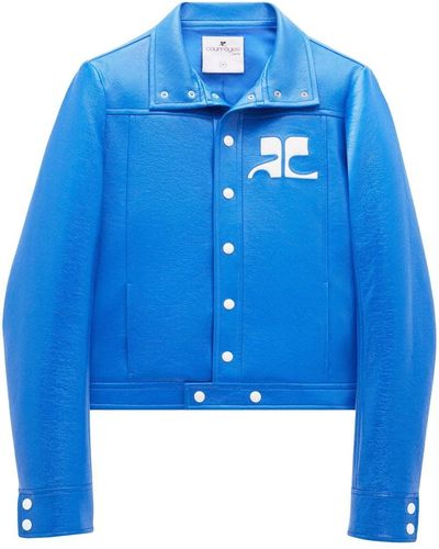 Courreges Chest Logo-patch Shirt Jacket - Blue