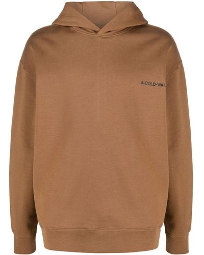 A_COLD_WALL* Essentials Logo-print Cotton Hoodie - Brown