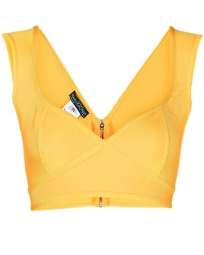 Hervé L. Leroux Sweetheart-neck Cropped Top - Yellow