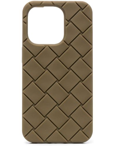 Bottega Veneta Intrecciato-pattern Rubber Iphone 14 Pro Case - Men's - Rubber - Green