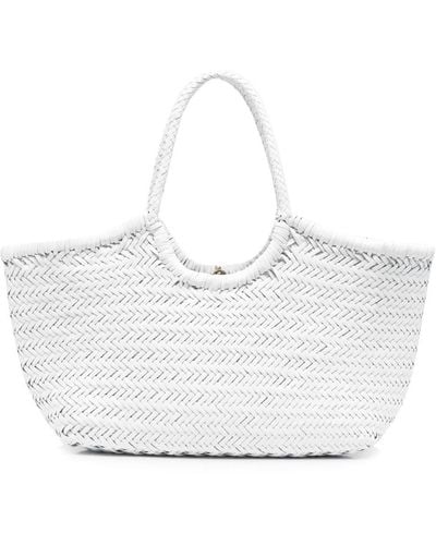 Dragon Diffusion Woven Leather Shoulder Bag - White