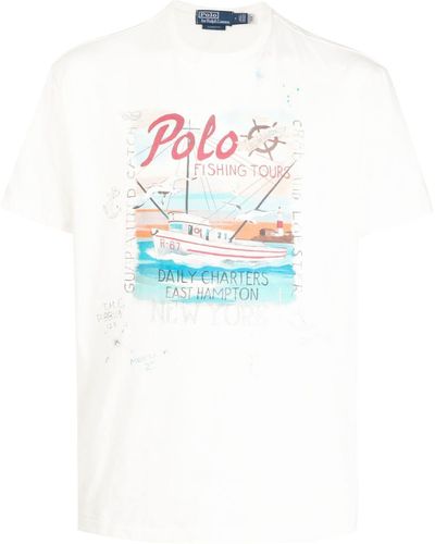 Polo Ralph Lauren T-shirt en coton à imprimé graphique - Blanc