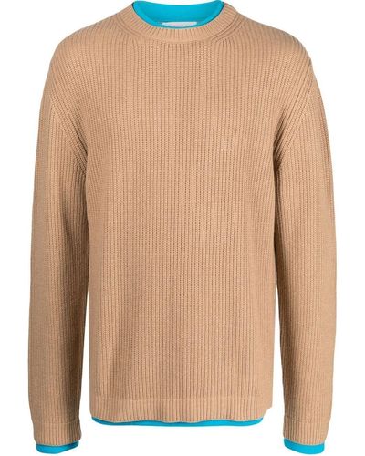 Manuel Ritz Contrast-trimmed Crew-neck Sweater - Brown