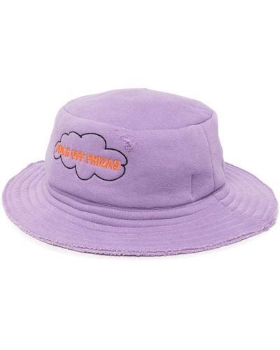 Natasha Zinko Distressed Embroidered-slogan Hat - Purple