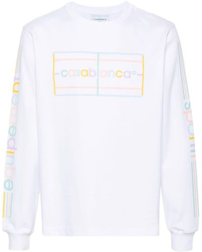 Casablancabrand Pastel Court T-Shirt mit Logo-Print - Weiß