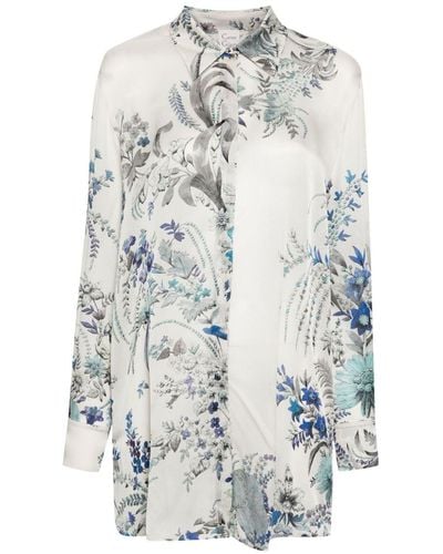 Carine Gilson Floral-print Silk Pyjama Top - White