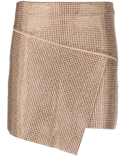 ANDREADAMO Crystal-embellished Asymmetric Wrap Skirt - Natural