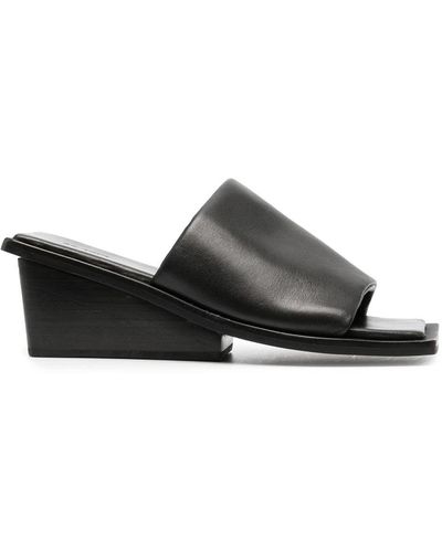 St. Agni 65mm Wedge Leather Sandals - Black