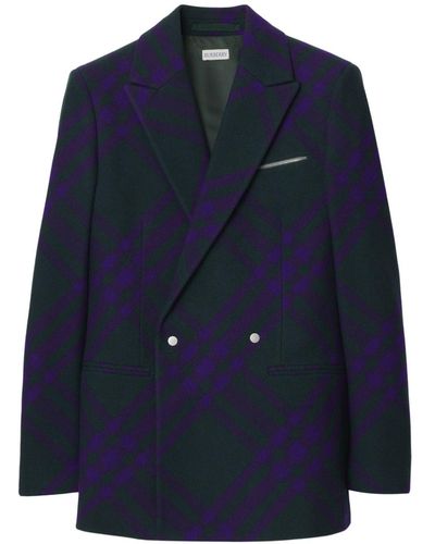 Burberry Geruite Blazer - Blauw