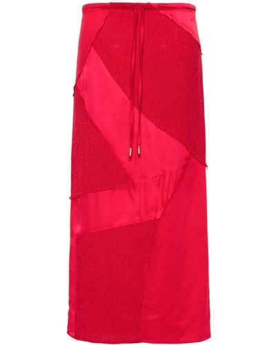 Cult Gaia Patchwork Midi Skirt - Red