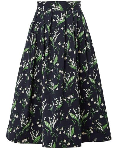 Carolina Herrera Floral-print Full Midi Skirt - Black