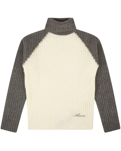 Amiri Colour-blocked Turtleneck Sweater - Natural