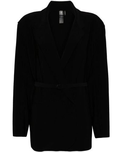Norma Kamali Belted Double-breasted Blazer - Black