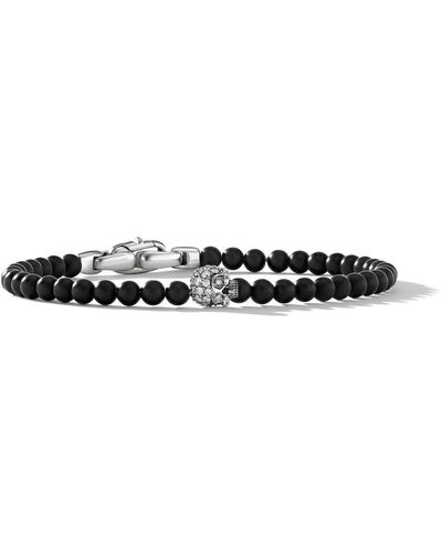 David Yurman Skull Beaded Diamond Bracelet - White