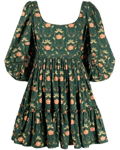 Agua Bendita Mini-jurk Met Bloemenprint - Groen