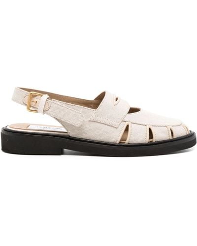 Thom Browne Cut-out Detailing Cotton Sandals - White