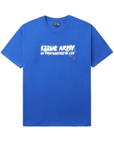 Izzue T-shirt en coton à logo imprimé - Bleu