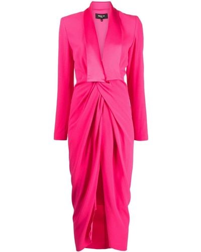Paule Ka Draped Satin Midi Dress - Pink