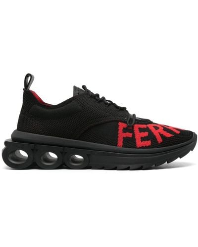 Ferragamo Gestrickte Lauf-Sneakers - Schwarz