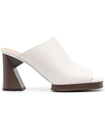 Tod's 95mm Sculpted-heel Leather Mules - White