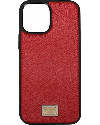 Dolce & Gabbana Logo Plate Calfskin Iphone 12 Pro Case - Red
