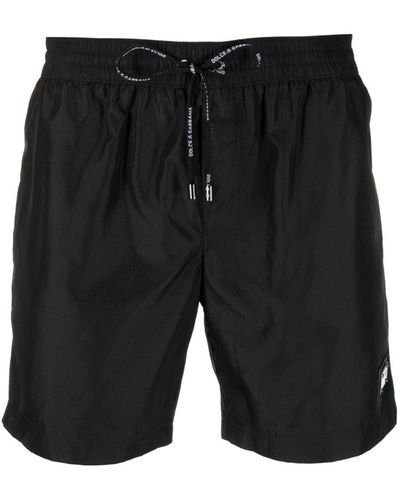 Dolce & Gabbana Logo-plaque Drawstring-waist Shorts - Black