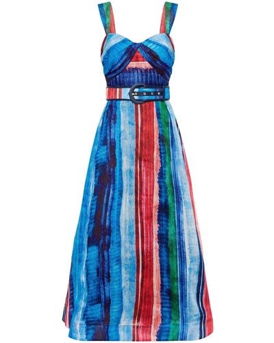 Rebecca Vallance Rimini Stripe-print Midi Dress - Blue
