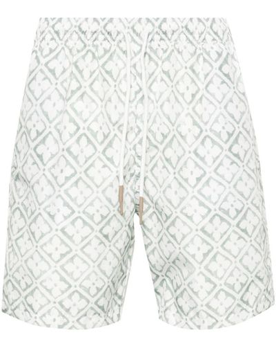 Eleventy Geometric-pattern Swim Shorts - White