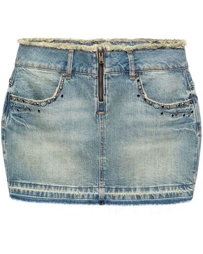 Guess USA Frayed-brim Denim Miniskirt - Blauw