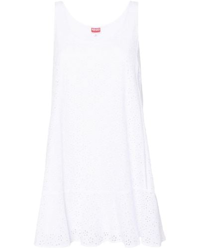 KENZO Ärmelloses Kleid mit Lochstickerei - Weiß