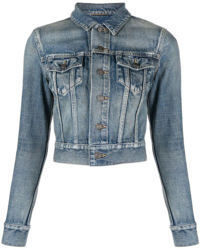 Saint Laurent Chaqueta vaquera con efecto lavado - Azul