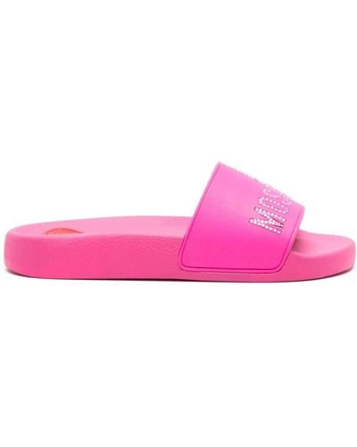 Love Moschino Logo-embellished Pool Slides - Pink