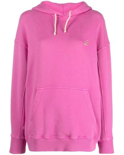 Autry Logo-patch Cotton Hoodie - Pink