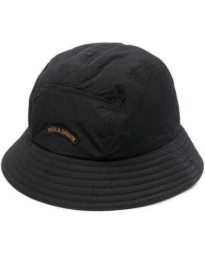 Paul & Shark Sombrero de pescador con parche del logo - Negro