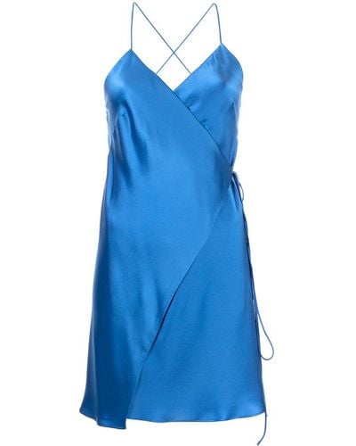 Michelle Mason Strappy Wrap Mini Dress - Blue