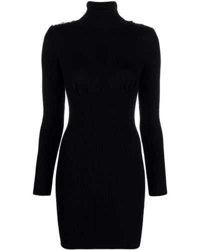 Elisabetta Franchi Knitted Long-sleeve Minidress - Black