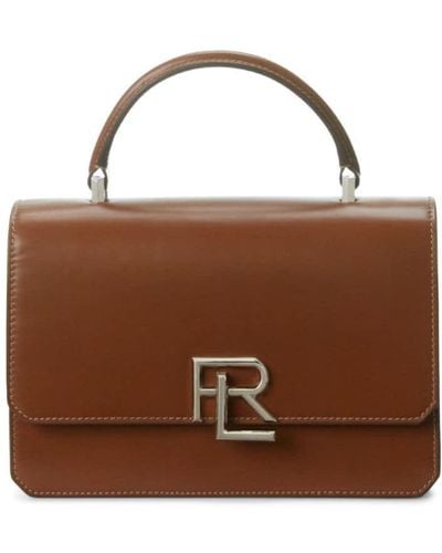Ralph Lauren Collection Sac à bandoulière en cuir à plaque logo - Marron