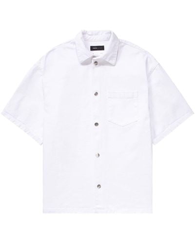 Purple Brand Short-sleeve Cotton Shirt Jacket - White