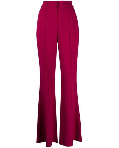 Elie Saab Pantalon Cady évasé à taille mi-haute - Rouge