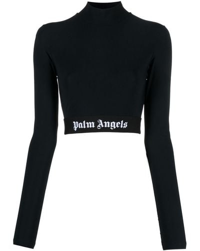 Palm Angels Cropped Navy Therck - Negro