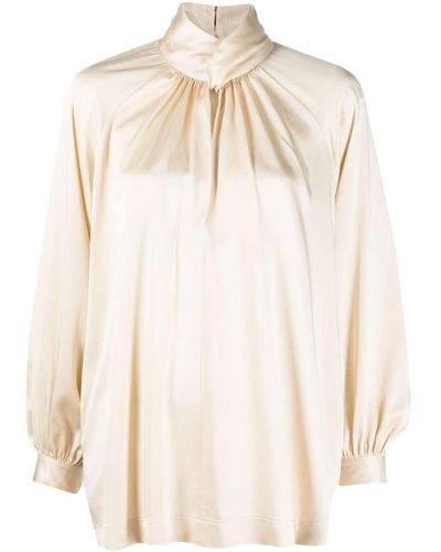 Semicouture Twisted High-neck Blouse - Natural